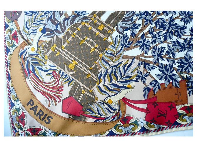 LOUIS VUITTON Quadrato LV Le Tour Paris seta 90 nuovo RARO Multicolore - vista 6