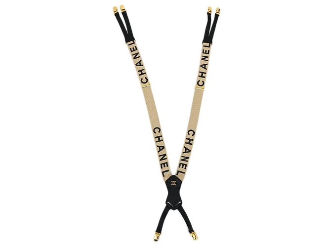Bretelle in tela con logo Chanel Beige - vista 2
