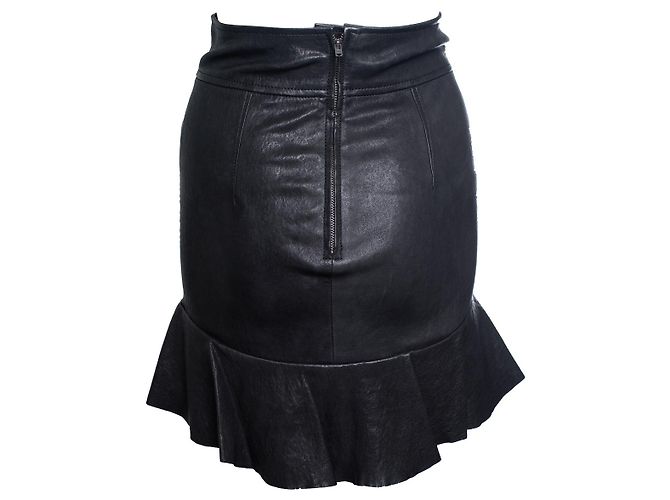 Falda de cuero Isabel Marant con volantes Negro - vista 3