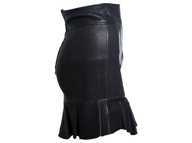 Falda de cuero Isabel Marant con volantes Negro - vista 4