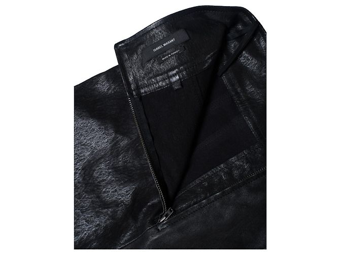Falda de cuero Isabel Marant con volantes Negro - vista 6
