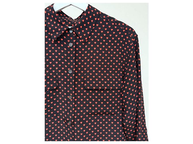 Blusa in seta Equipment nera e rossa Nero Rosso - vista 2