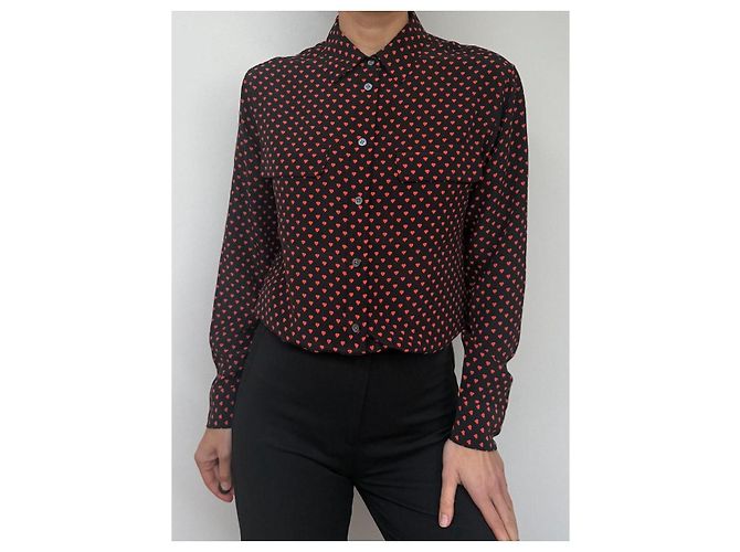 Blusa in seta Equipment nera e rossa Nero Rosso - vista 3