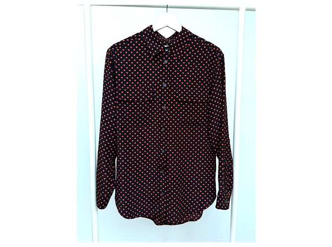 Blusa in seta Equipment nera e rossa Nero Rosso - vista 4