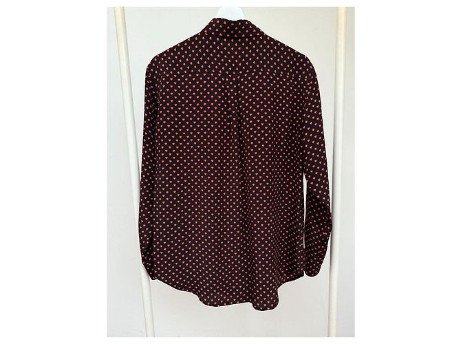 Blusa in seta Equipment nera e rossa Nero Rosso - vista 5