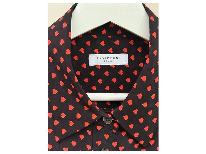 Blusa in seta Equipment nera e rossa Nero Rosso - vista 6