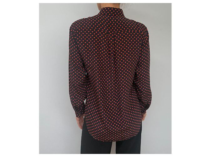 Blusa in seta Equipment nera e rossa Nero Rosso - vista 7