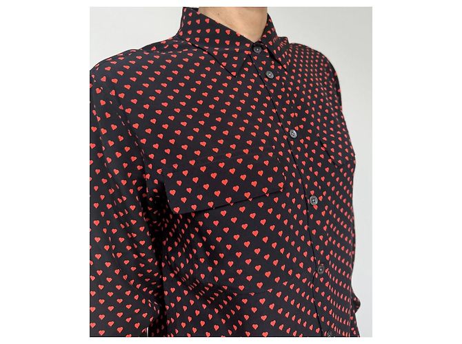 Blusa in seta Equipment nera e rossa Nero Rosso - vista 8