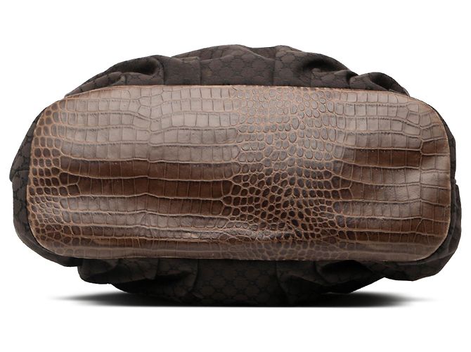Céline Bolsa vertical em lona Macadam com detalhes em couro marrom estampado Celine Castanho escuro - vista 3