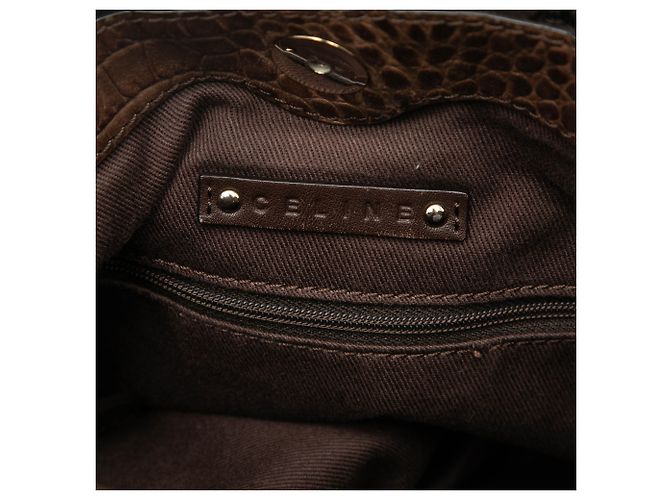 Céline Bolsa vertical em lona Macadam com detalhes em couro marrom estampado Celine Castanho escuro - vista 5