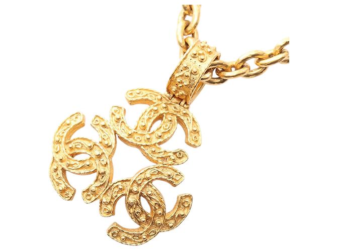 Collana Pendente Triple CC Placcata Oro Chanel D'oro - vista 2