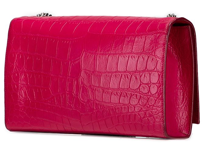 Bolsa transversal Kate em couro rosa médio com estampa de crocodilo da Saint Laurent com tassel - vista 2