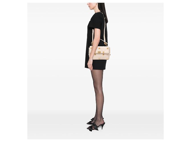 Valentino White Large Grained Calfskin Roman Stud Satchel Cream - view 10