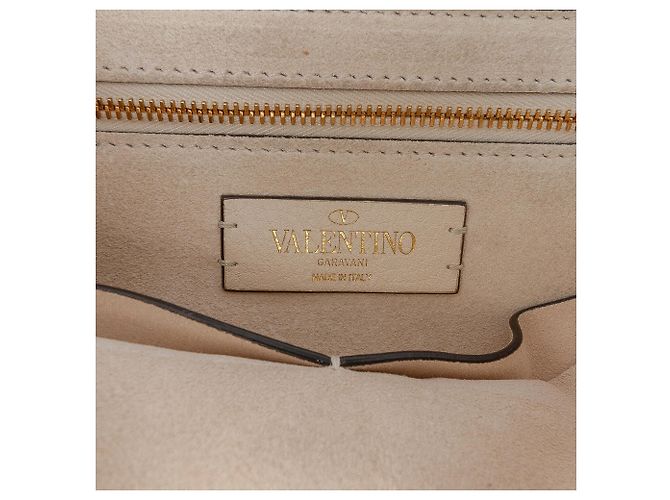 Valentino White Large Grained Calfskin Roman Stud Satchel Cream - view 5
