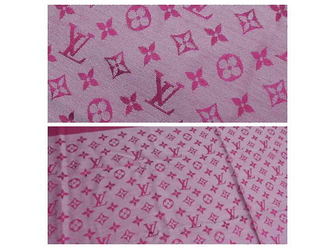Sciarpa in seta con motivo Monogram Louis Vuitton Rosa Grigio - vista 11