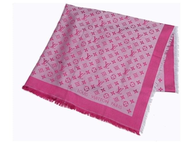 Sciarpa in seta con motivo Monogram Louis Vuitton Rosa Grigio - vista 2
