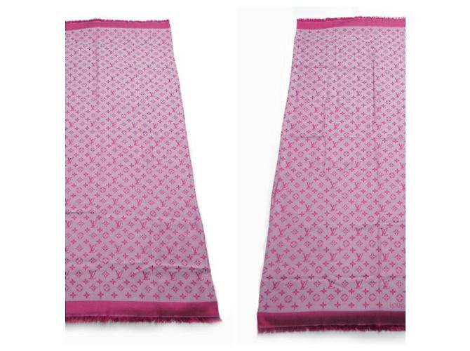 Sciarpa in seta con motivo Monogram Louis Vuitton Rosa Grigio - vista 4