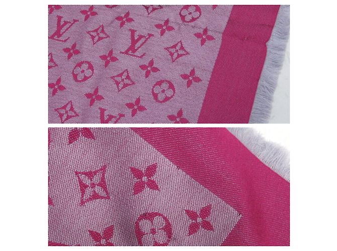 Sciarpa in seta con motivo Monogram Louis Vuitton Rosa Grigio - vista 7