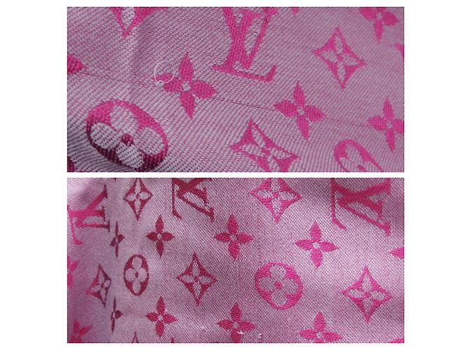 Sciarpa in seta con motivo Monogram Louis Vuitton Rosa Grigio - vista 8