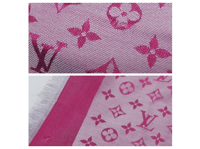 Sciarpa in seta con motivo Monogram Louis Vuitton Rosa Grigio - vista 9