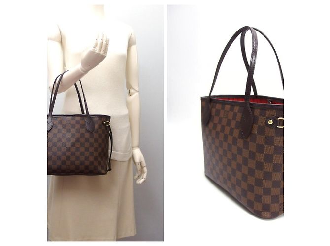 Borsa Tote Louis Vuitton Damier Neverfull PM Marrone - vista 3