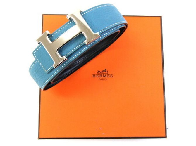 Hermès Constance H Gürtel Schwarz Blau - Ansicht 10