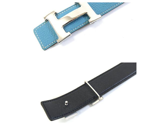 Hermès Constance H Gürtel Schwarz Blau - Ansicht 2
