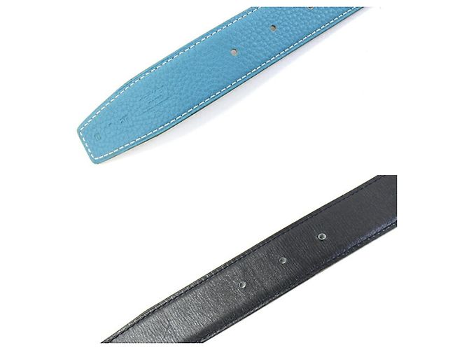Hermès Constance H Gürtel Schwarz Blau - Ansicht 3