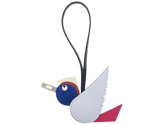 Portachiavi Kelly Birdie Charm di Hermès Bianco Rosso Blu - vista 3