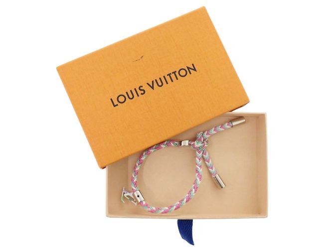Bracciale in pelle Louis Vuitton con charm Rosa Bianco Multicolore Verde - vista 2