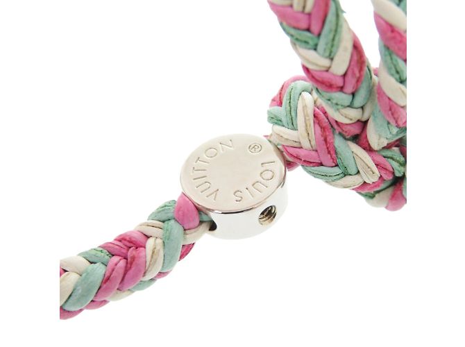 Bracciale in pelle Louis Vuitton con charm Rosa Bianco Multicolore Verde - vista 5