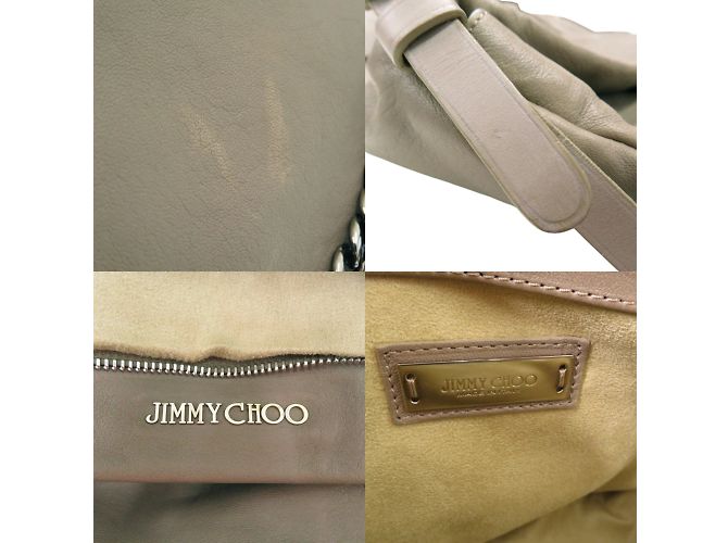 Jimmy Choo graue Leder Schultertasche mit Kette Braun - Ansicht 10