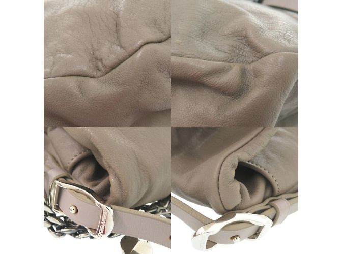 Jimmy Choo graue Leder Schultertasche mit Kette Braun - Ansicht 7