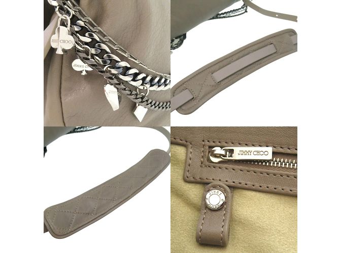 Jimmy Choo graue Leder Schultertasche mit Kette Braun - Ansicht 8