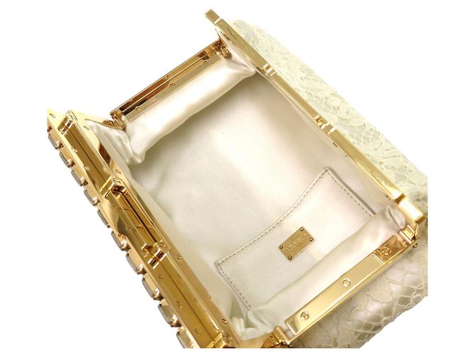 Borsa Clutch Off-White Dolce & Gabbana Bianco sporco - vista 4
