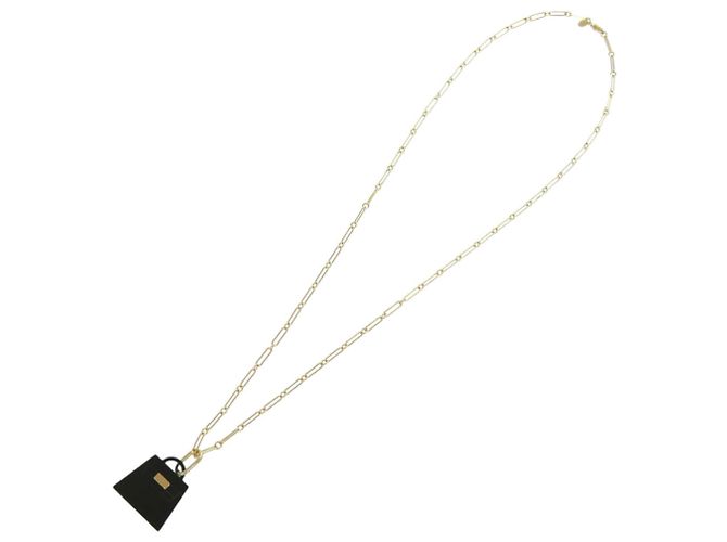 Hermès Kelly Amulett Halskette Schwarz Golden - Ansicht 4