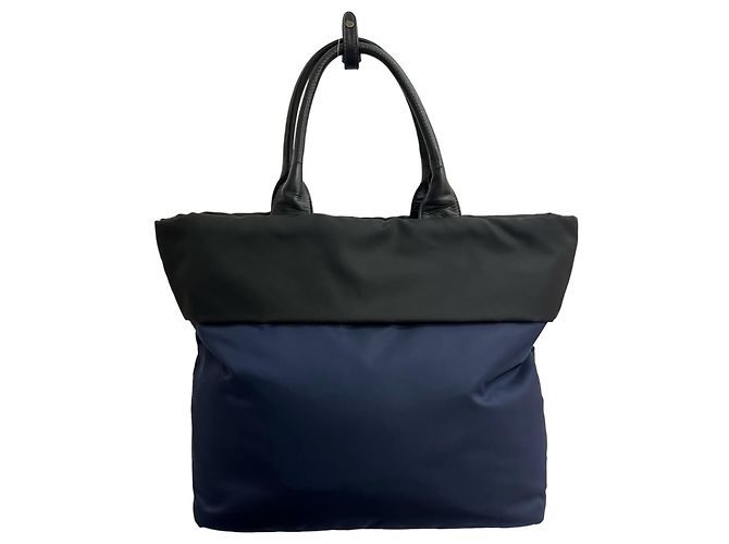Borsa a mano Prada Tessuto in nylon e pelle, borsa tote 2 in 1, spalla Nero Blu navy - vista 3