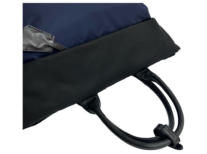 Borsa a mano Prada Tessuto in nylon e pelle, borsa tote 2 in 1, spalla Nero Blu navy - vista 4