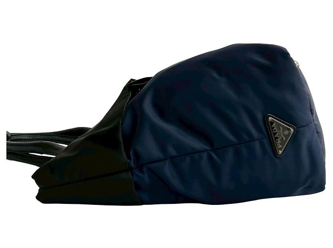 Borsa a mano Prada Tessuto in nylon e pelle, borsa tote 2 in 1, spalla Nero Blu navy - vista 5