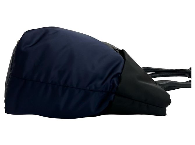 Borsa a mano Prada Tessuto in nylon e pelle, borsa tote 2 in 1, spalla Nero Blu navy - vista 6