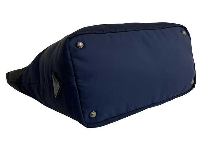 Borsa a mano Prada Tessuto in nylon e pelle, borsa tote 2 in 1, spalla Nero Blu navy - vista 7