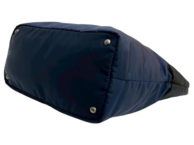 Borsa a mano Prada Tessuto in nylon e pelle, borsa tote 2 in 1, spalla Nero Blu navy - vista 8