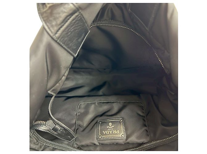 Borsa a mano Prada Tessuto in nylon e pelle, borsa tote 2 in 1, spalla Nero Blu navy - vista 9