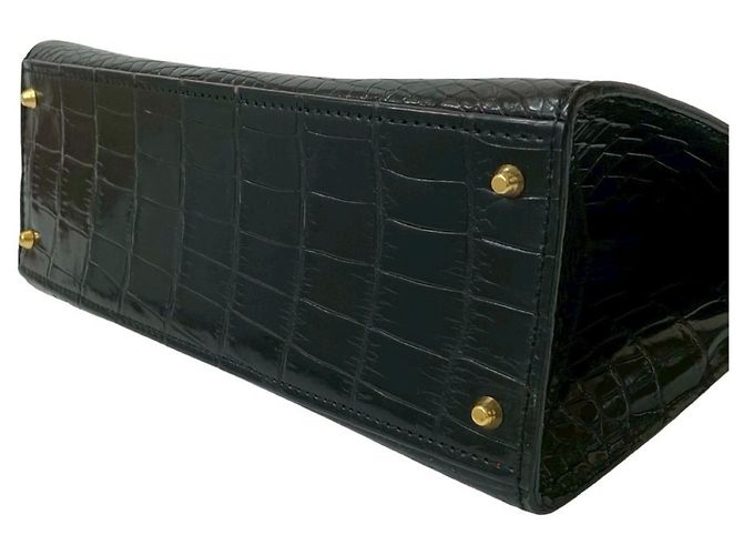Céline Bolsa de couro com logo de círculo duplo Celine Preto - vista 8