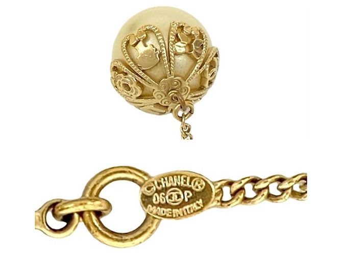 Collana in perle finte placcata oro CHANEL Coco Mark D'oro - vista 2