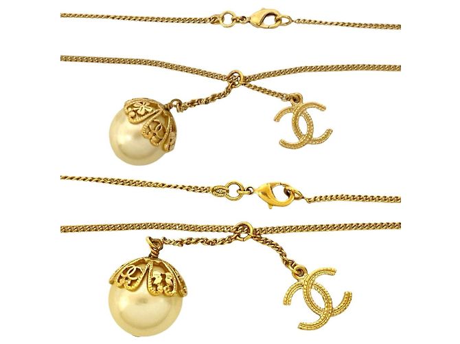 Collana in perle finte placcata oro CHANEL Coco Mark D'oro - vista 3