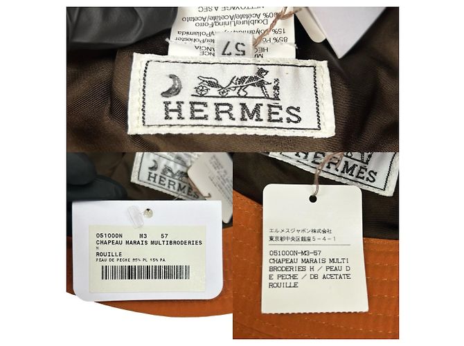 Cappello bucket arancione Hermès - vista 2
