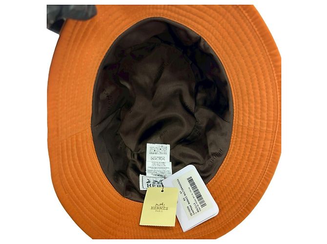 Cappello bucket arancione Hermès - vista 7