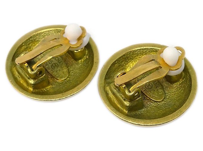 Chanel Vintage CC Round Clip-On Metal Small D'oro - vista 3
