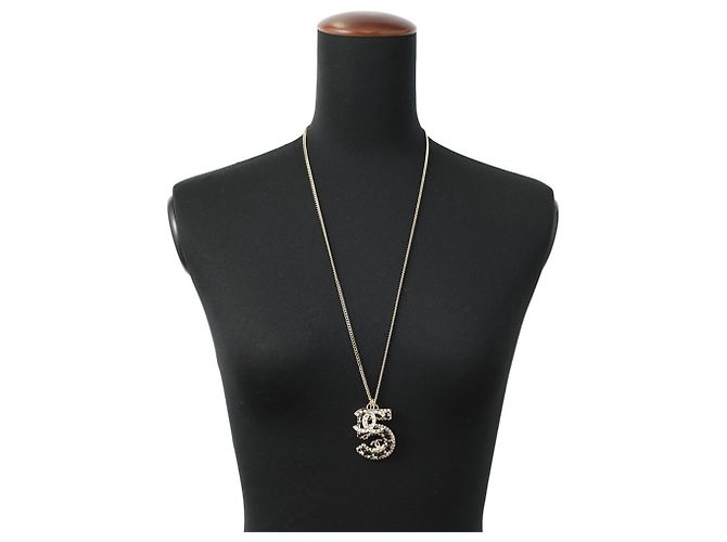 Collier en cuir avec strass Chanel Coco Mark No. 5 Noir Doré - vue 4